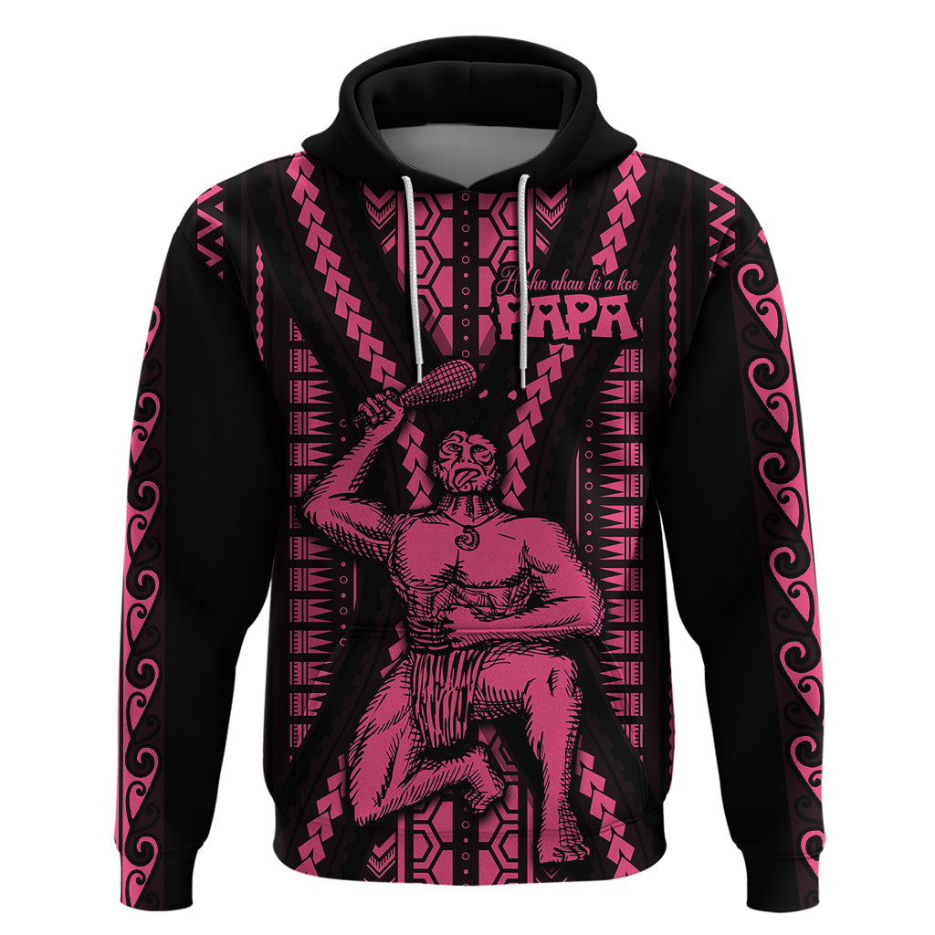 Maori Fathers Day New Zealand Hoodie Aroha Ahau Ki A Koe Papa - Pink - Wonder Print Shop