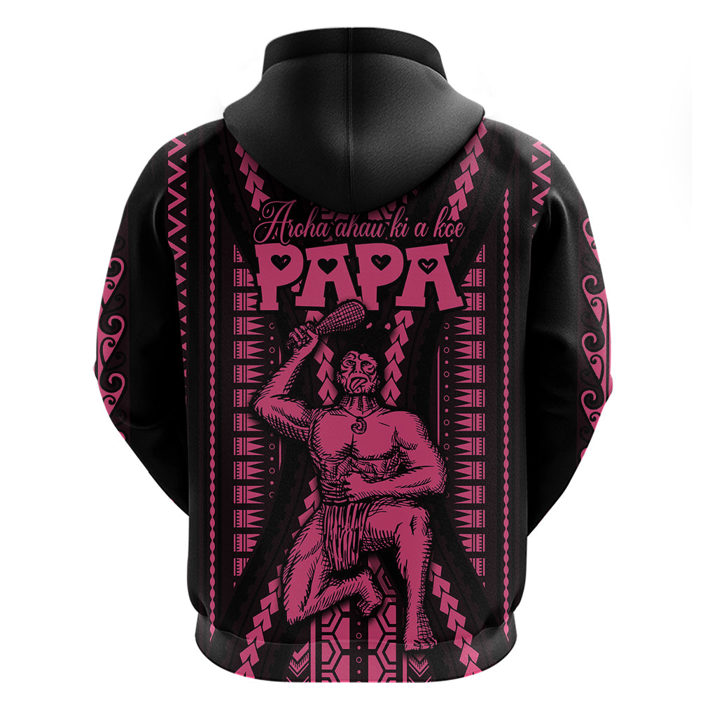Maori Fathers Day New Zealand Hoodie Aroha Ahau Ki A Koe Papa - Pink - Wonder Print Shop