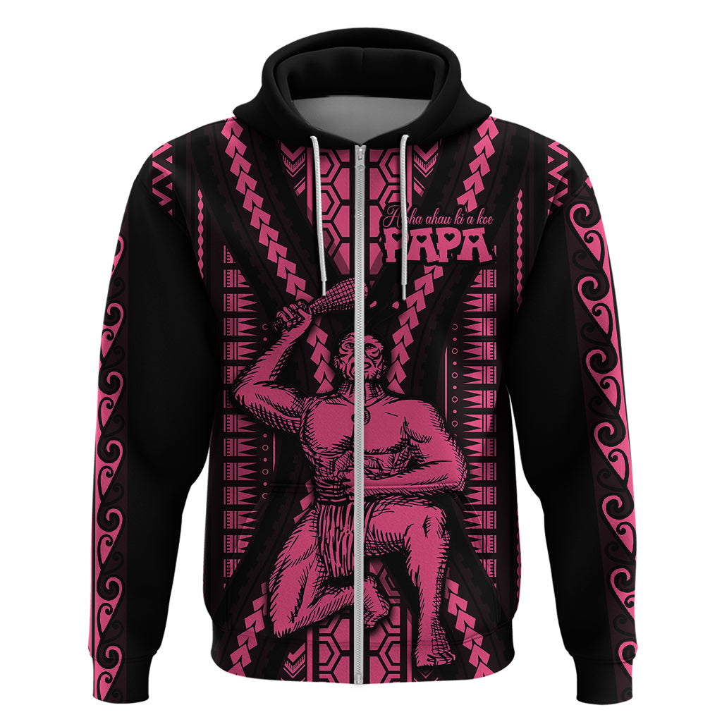 Maori Fathers Day New Zealand Hoodie Aroha Ahau Ki A Koe Papa - Pink - Wonder Print Shop