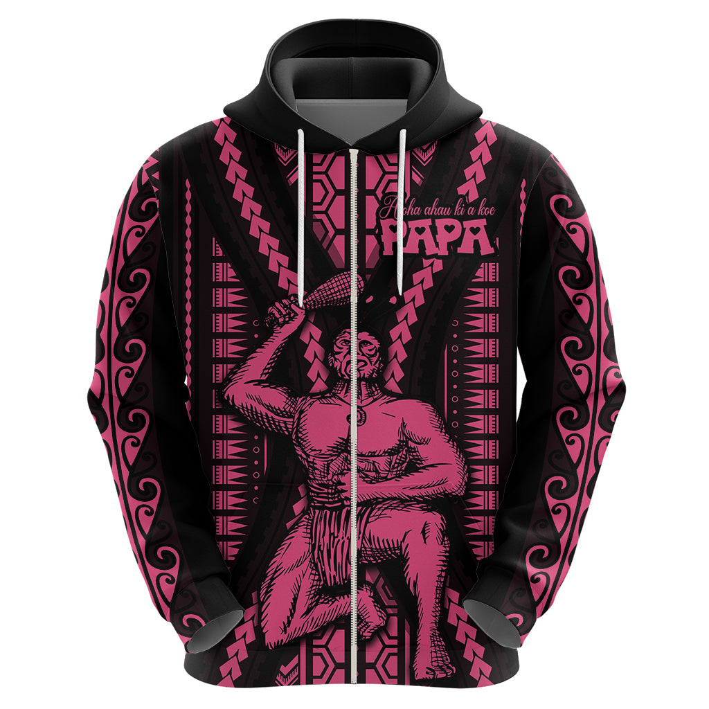 Maori Fathers Day New Zealand Hoodie Aroha Ahau Ki A Koe Papa - Pink - Wonder Print Shop