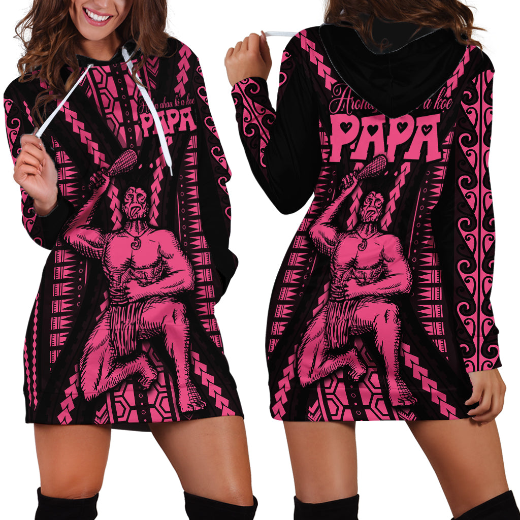 Maori Fathers Day New Zealand Hoodie Dress Aroha Ahau Ki A Koe Papa - Pink - Wonder Print Shop