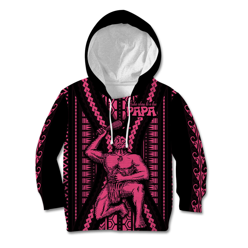 Maori Fathers Day New Zealand Kid Hoodie Aroha Ahau Ki A Koe Papa - Pink - Wonder Print Shop