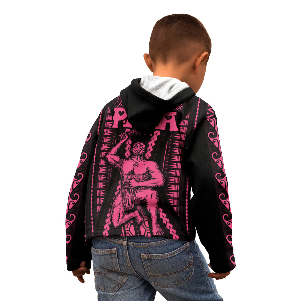 Maori Fathers Day New Zealand Kid Hoodie Aroha Ahau Ki A Koe Papa - Pink - Wonder Print Shop