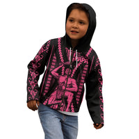 Maori Fathers Day New Zealand Kid Hoodie Aroha Ahau Ki A Koe Papa - Pink - Wonder Print Shop