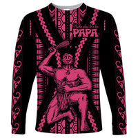 Maori Fathers Day New Zealand Long Sleeve Shirt Aroha Ahau Ki A Koe Papa - Pink - Wonder Print Shop