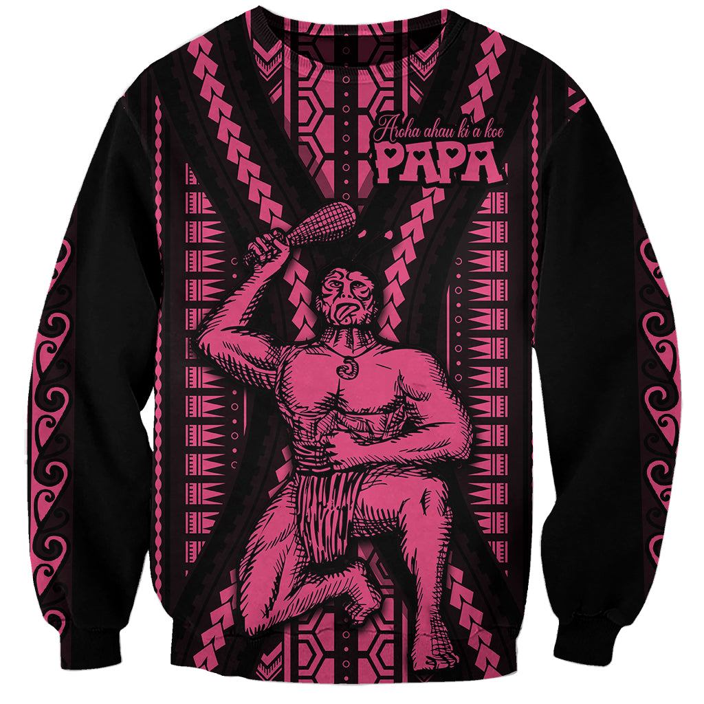 Maori Fathers Day New Zealand Sweatshirt Aroha Ahau Ki A Koe Papa - Pink - Wonder Print Shop