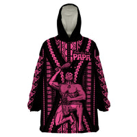 Maori Fathers Day New Zealand Wearable Blanket Hoodie Aroha Ahau Ki A Koe Papa - Pink - Wonder Print Shop