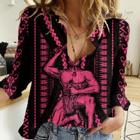 Maori Fathers Day New Zealand Women Casual Shirt Aroha Ahau Ki A Koe Papa - Pink - Wonder Print Shop