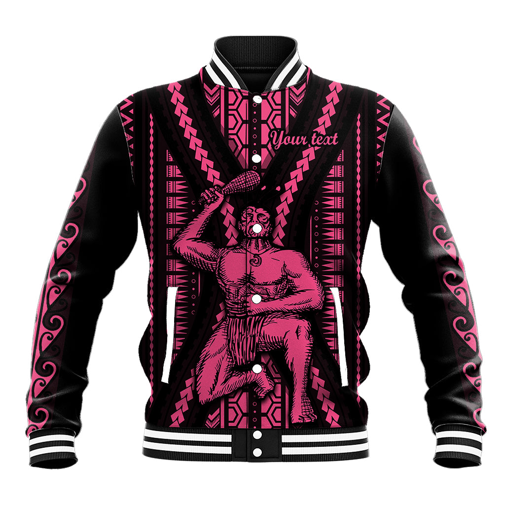 Custom Maori Fathers Day New Zealand Baseball Jacket Aroha Ahau Ki A Koe Papa - Pink LT9 - Wonder Print Shop