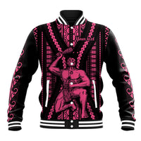 Custom Maori Fathers Day New Zealand Baseball Jacket Aroha Ahau Ki A Koe Papa - Pink LT9 - Wonder Print Shop