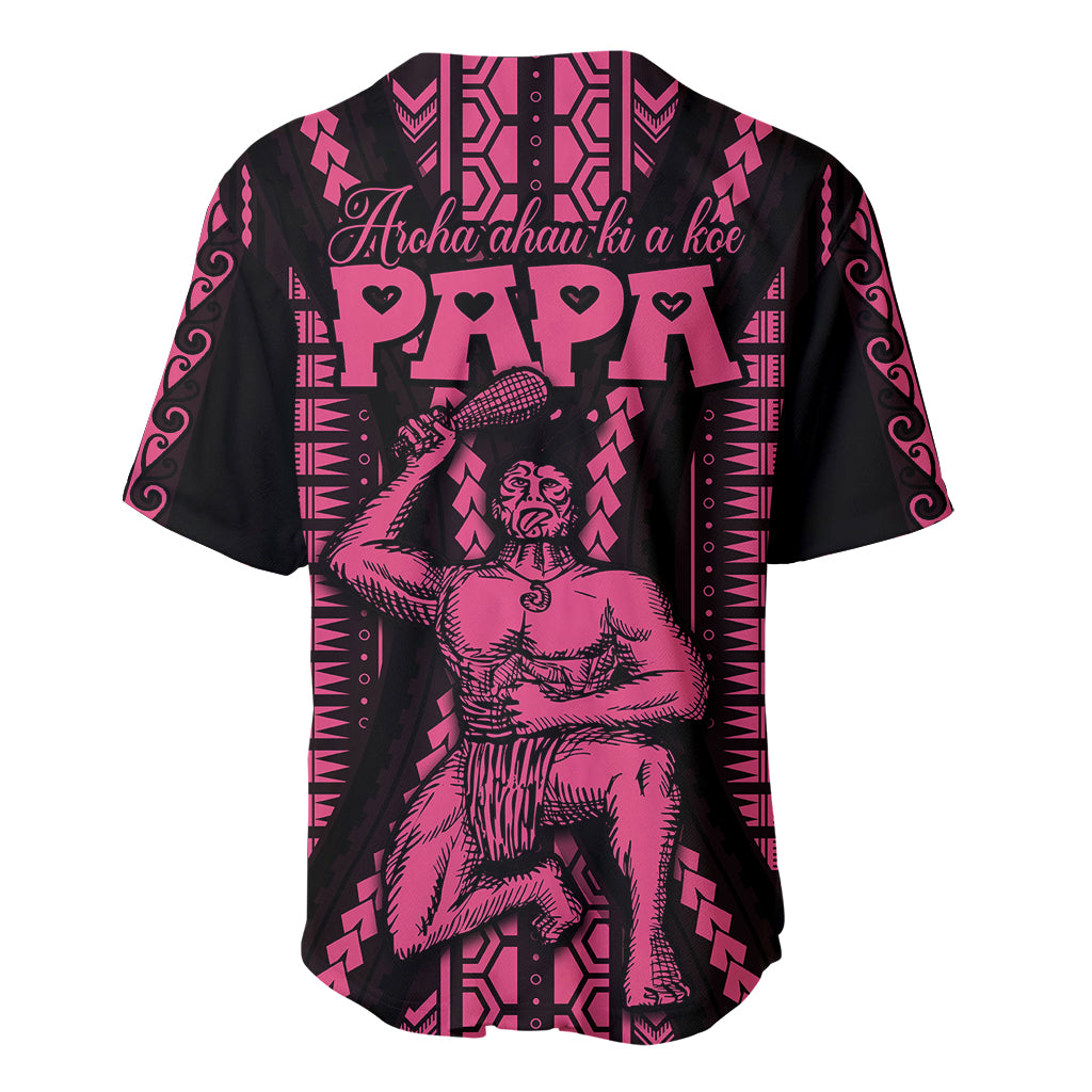 Custom Maori Fathers Day New Zealand Baseball Jersey Aroha Ahau Ki A Koe Papa - Pink LT9 - Wonder Print Shop