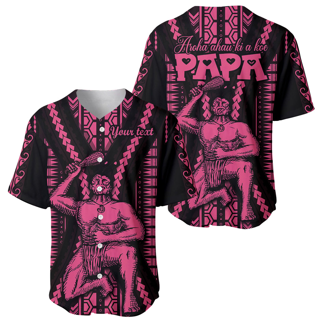 Custom Maori Fathers Day New Zealand Baseball Jersey Aroha Ahau Ki A Koe Papa - Pink LT9 - Wonder Print Shop