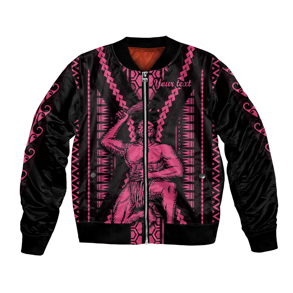 Custom Maori Fathers Day New Zealand Bomber Jacket Aroha Ahau Ki A Koe Papa - Pink LT9 - Wonder Print Shop