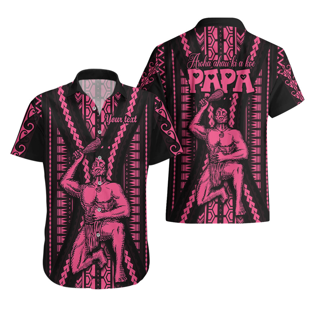 Custom Maori Fathers Day New Zealand Hawaiian Shirt Aroha Ahau Ki A Koe Papa - Pink - Wonder Print Shop