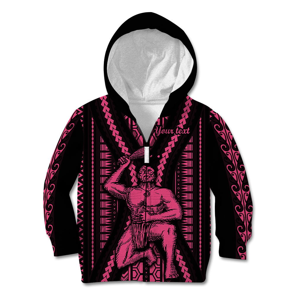 Custom Maori Fathers Day New Zealand Kid Hoodie Aroha Ahau Ki A Koe Papa - Pink - Wonder Print Shop