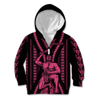Custom Maori Fathers Day New Zealand Kid Hoodie Aroha Ahau Ki A Koe Papa - Pink - Wonder Print Shop