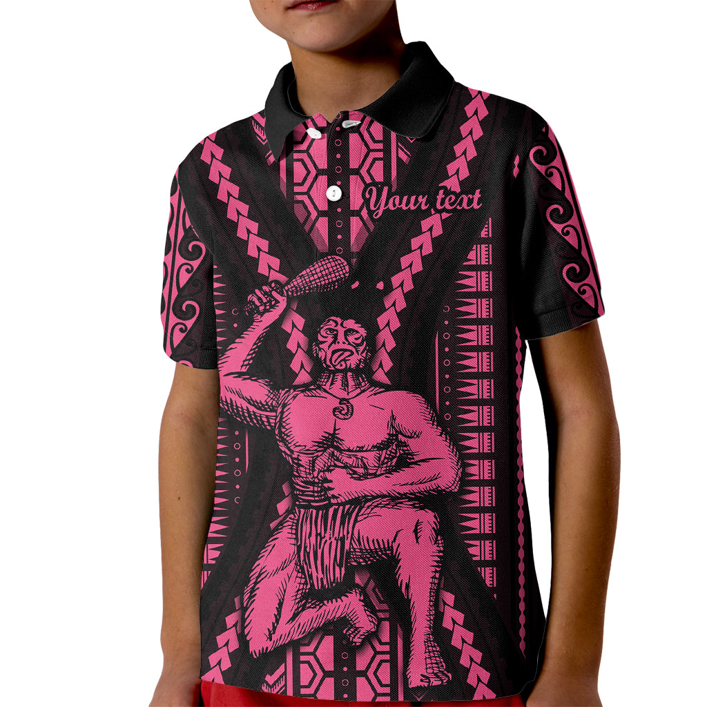 Custom Maori Fathers Day New Zealand Kid Polo Shirt Aroha Ahau Ki A Koe Papa - Pink - Wonder Print Shop