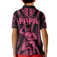 Custom Maori Fathers Day New Zealand Kid Polo Shirt Aroha Ahau Ki A Koe Papa - Pink - Wonder Print Shop