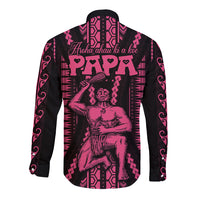 Custom Maori Fathers Day New Zealand Long Sleeve Button Shirt Aroha Ahau Ki A Koe Papa - Pink - Wonder Print Shop