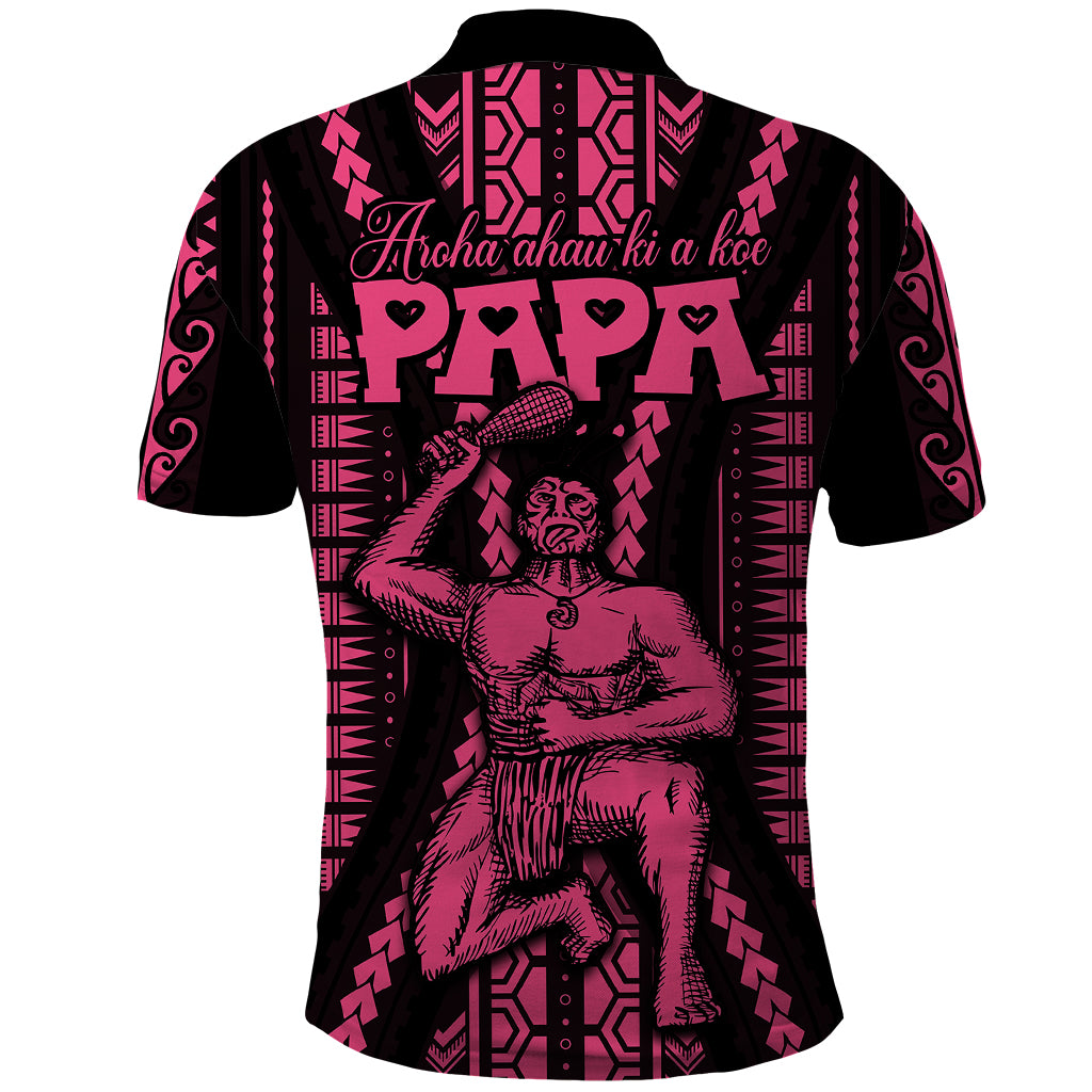 Custom Maori Fathers Day New Zealand Polo Shirt Aroha Ahau Ki A Koe Papa - Pink - Wonder Print Shop