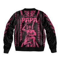 Custom Maori Fathers Day New Zealand Sleeve Zip Bomber Jacket Aroha Ahau Ki A Koe Papa - Pink - Wonder Print Shop