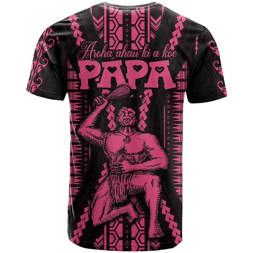 Custom Maori Fathers Day New Zealand T Shirt Aroha Ahau Ki A Koe Papa - Pink - Wonder Print Shop