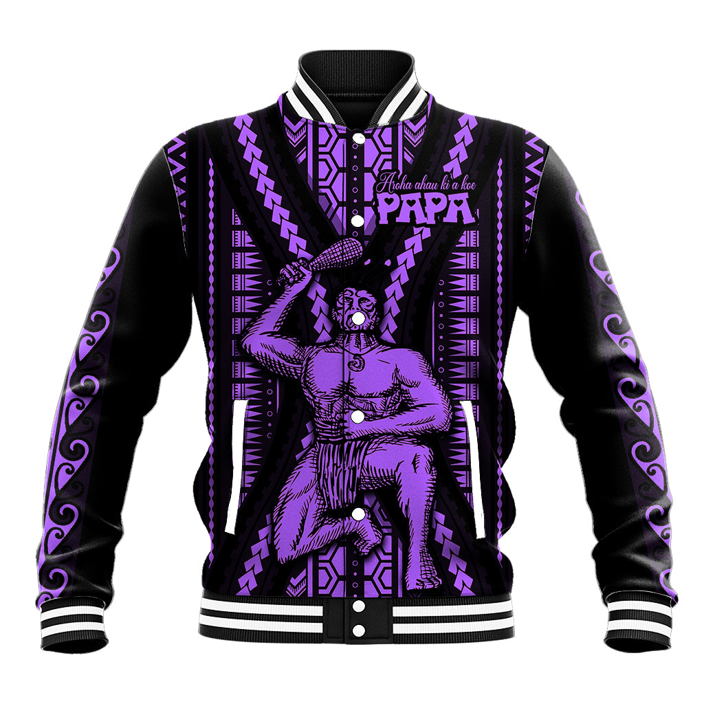 Maori Fathers Day New Zealand Baseball Jacket Aroha Ahau Ki A Koe Papa - Purple LT9 - Wonder Print Shop