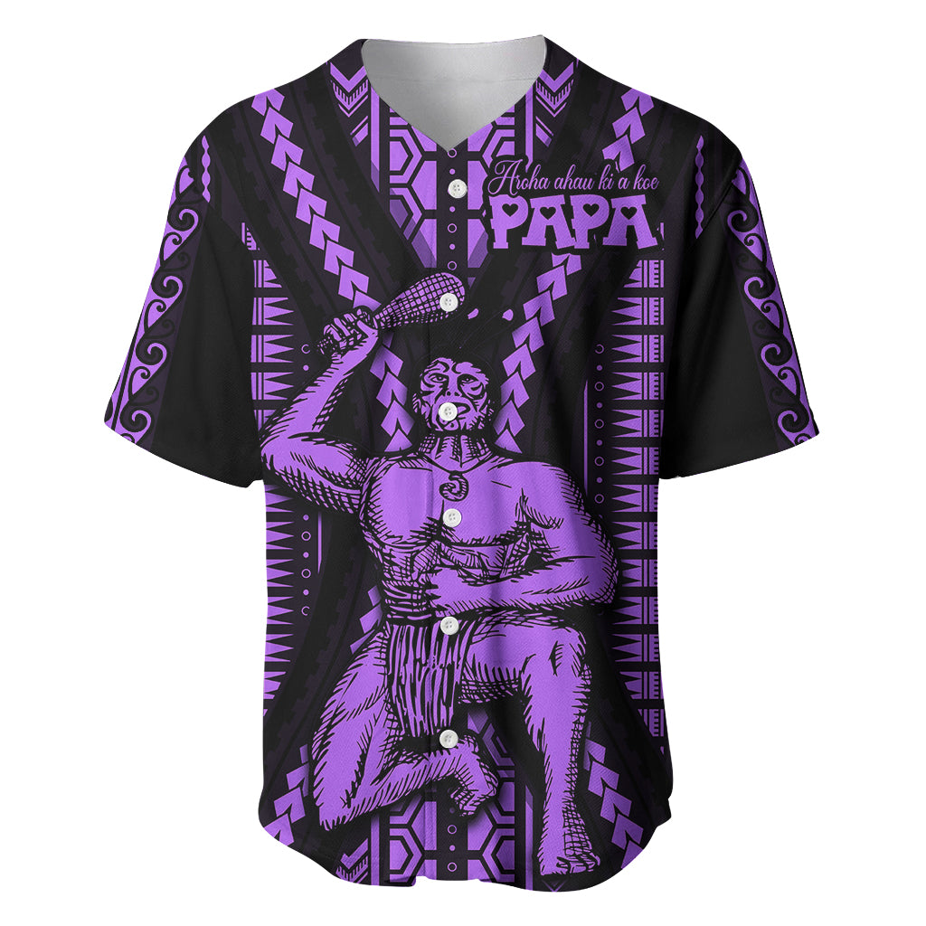 Maori Fathers Day New Zealand Baseball Jersey Aroha Ahau Ki A Koe Papa - Purple LT9 - Wonder Print Shop