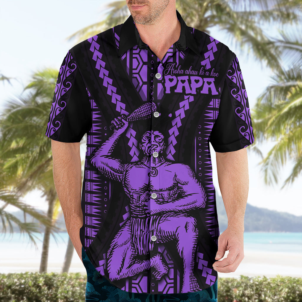 Maori Fathers Day New Zealand Hawaiian Shirt Aroha Ahau Ki A Koe Papa - Purple - Wonder Print Shop
