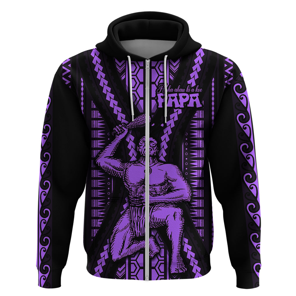 Maori Fathers Day New Zealand Hoodie Aroha Ahau Ki A Koe Papa - Purple - Wonder Print Shop