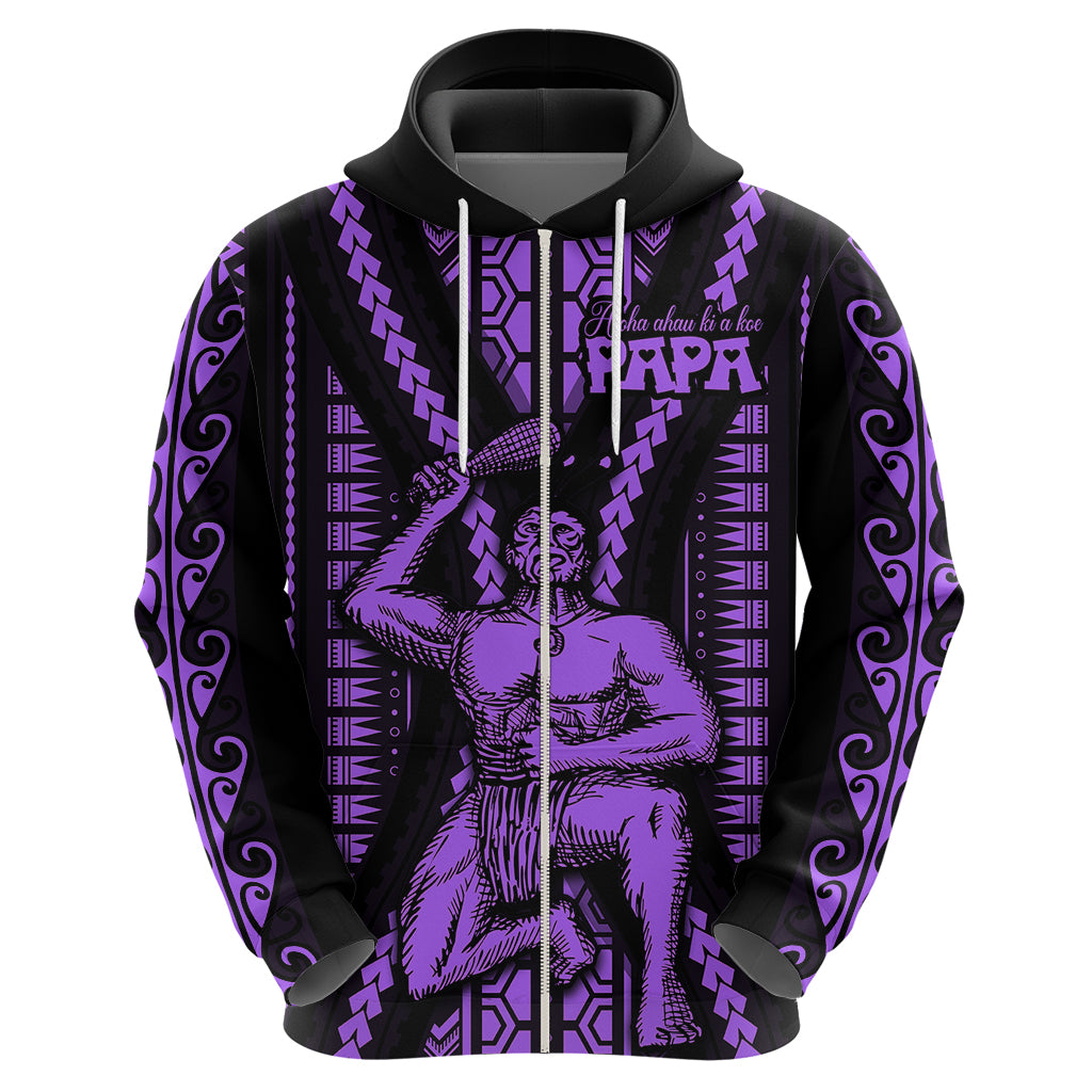 Maori Fathers Day New Zealand Hoodie Aroha Ahau Ki A Koe Papa - Purple - Wonder Print Shop