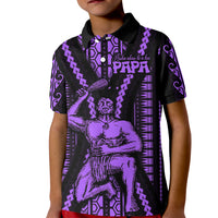 Maori Fathers Day New Zealand Kid Polo Shirt Aroha Ahau Ki A Koe Papa - Purple - Wonder Print Shop