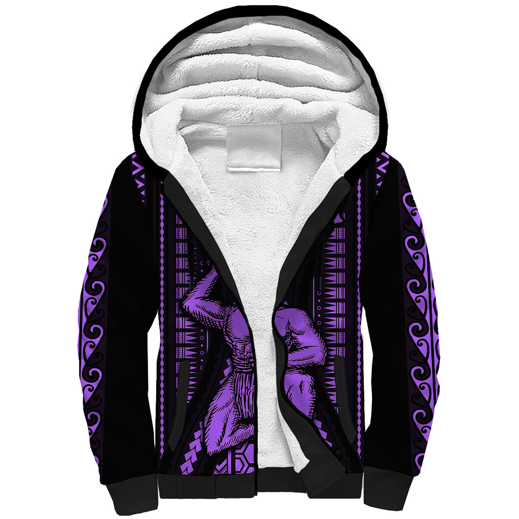 Maori Fathers Day New Zealand Sherpa Hoodie Aroha Ahau Ki A Koe Papa - Purple - Wonder Print Shop