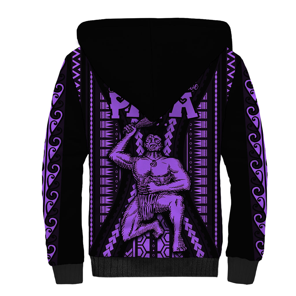 Maori Fathers Day New Zealand Sherpa Hoodie Aroha Ahau Ki A Koe Papa - Purple - Wonder Print Shop