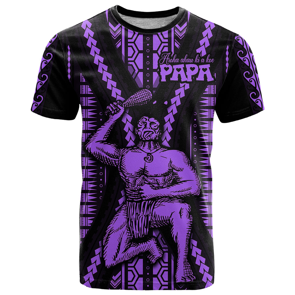 Maori Fathers Day New Zealand T Shirt Aroha Ahau Ki A Koe Papa - Purple - Wonder Print Shop