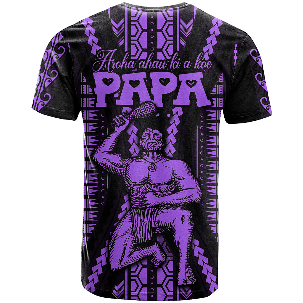 Maori Fathers Day New Zealand T Shirt Aroha Ahau Ki A Koe Papa - Purple - Wonder Print Shop