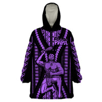 Maori Fathers Day New Zealand Wearable Blanket Hoodie Aroha Ahau Ki A Koe Papa - Purple - Wonder Print Shop
