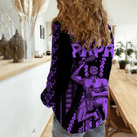 Maori Fathers Day New Zealand Women Casual Shirt Aroha Ahau Ki A Koe Papa - Purple - Wonder Print Shop