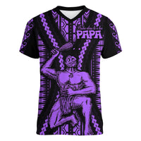 Maori Fathers Day New Zealand Women V Neck T Shirt Aroha Ahau Ki A Koe Papa - Purple - Wonder Print Shop