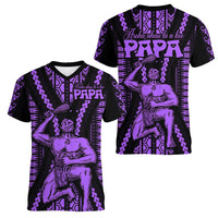 Maori Fathers Day New Zealand Women V Neck T Shirt Aroha Ahau Ki A Koe Papa - Purple - Wonder Print Shop