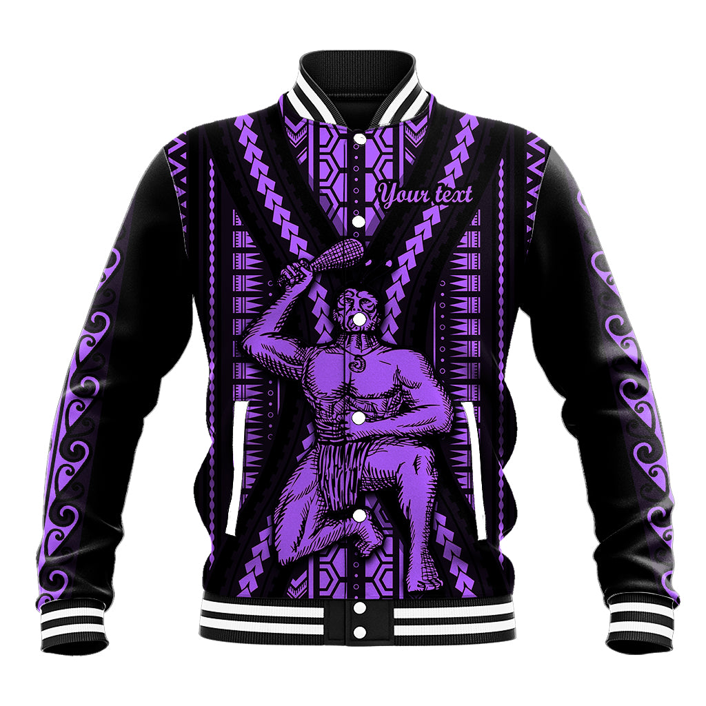 Custom Maori Fathers Day New Zealand Baseball Jacket Aroha Ahau Ki A Koe Papa - Purple LT9 - Wonder Print Shop