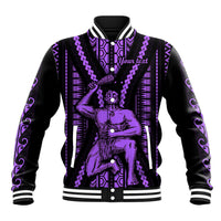 Custom Maori Fathers Day New Zealand Baseball Jacket Aroha Ahau Ki A Koe Papa - Purple LT9 - Wonder Print Shop