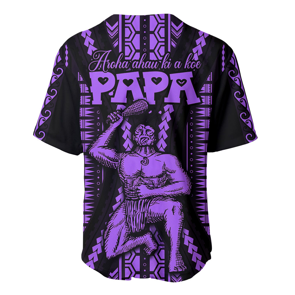 Custom Maori Fathers Day New Zealand Baseball Jersey Aroha Ahau Ki A Koe Papa - Purple LT9 - Wonder Print Shop