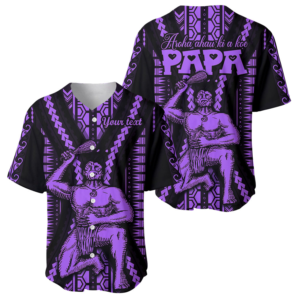 Custom Maori Fathers Day New Zealand Baseball Jersey Aroha Ahau Ki A Koe Papa - Purple LT9 - Wonder Print Shop