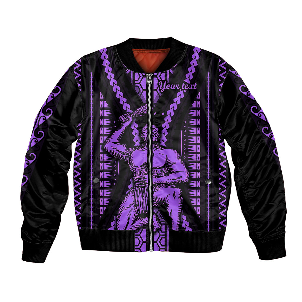 Custom Maori Fathers Day New Zealand Bomber Jacket Aroha Ahau Ki A Koe Papa - Purple LT9 - Wonder Print Shop