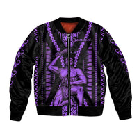 Custom Maori Fathers Day New Zealand Bomber Jacket Aroha Ahau Ki A Koe Papa - Purple LT9 - Wonder Print Shop