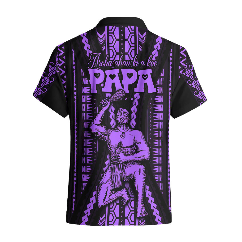Custom Maori Fathers Day New Zealand Hawaiian Shirt Aroha Ahau Ki A Koe Papa - Purple - Wonder Print Shop