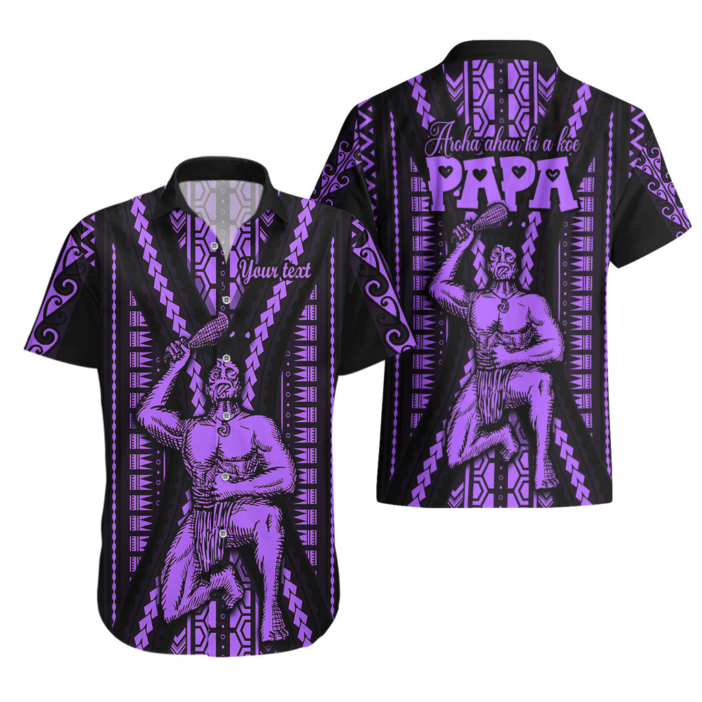 Custom Maori Fathers Day New Zealand Hawaiian Shirt Aroha Ahau Ki A Koe Papa - Purple - Wonder Print Shop