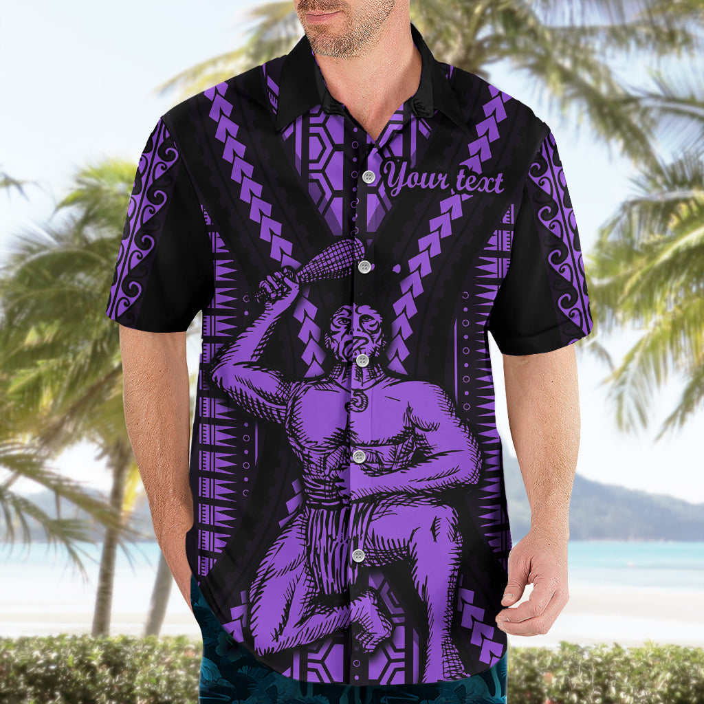 Custom Maori Fathers Day New Zealand Hawaiian Shirt Aroha Ahau Ki A Koe Papa - Purple - Wonder Print Shop