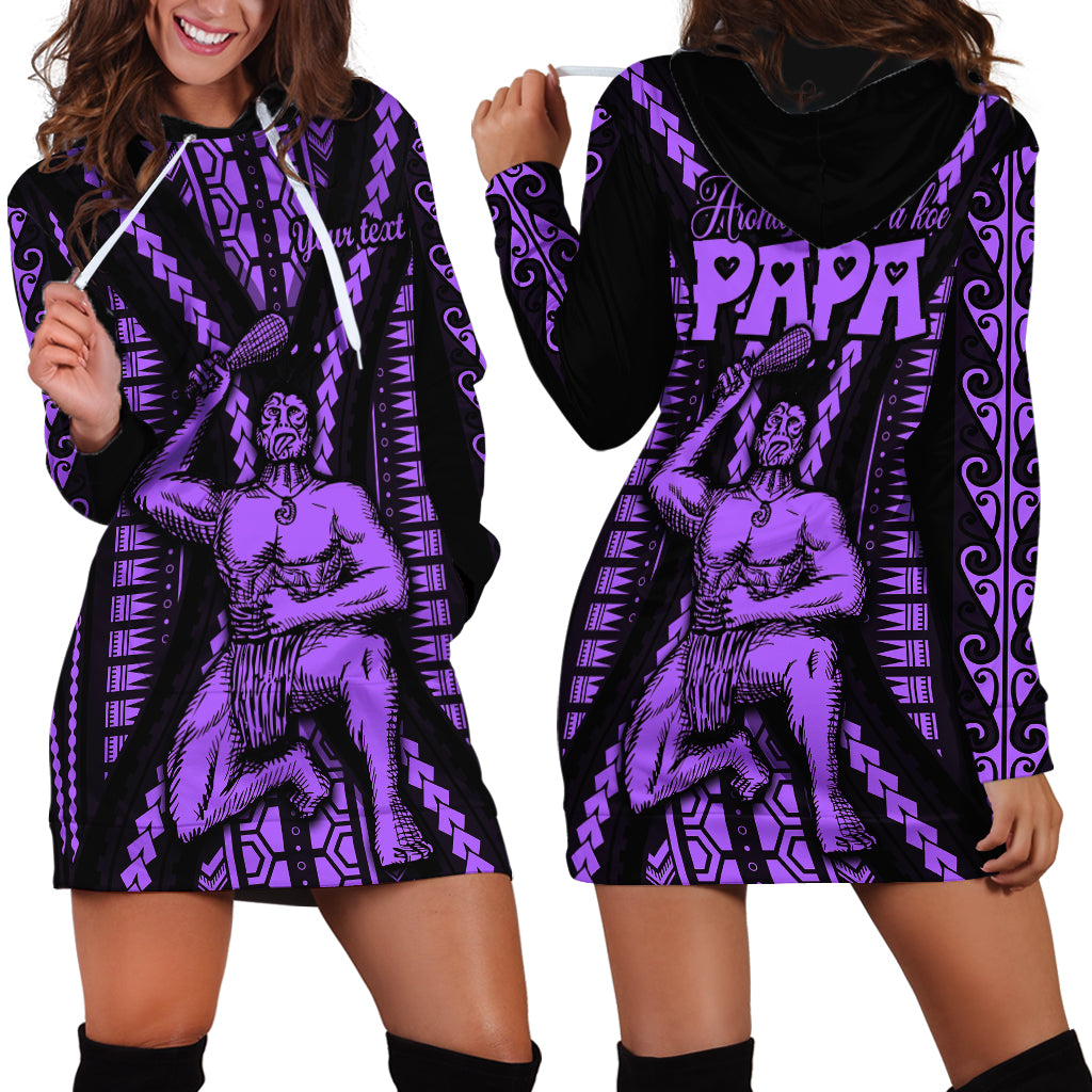 Custom Maori Fathers Day New Zealand Hoodie Dress Aroha Ahau Ki A Koe Papa - Purple - Wonder Print Shop